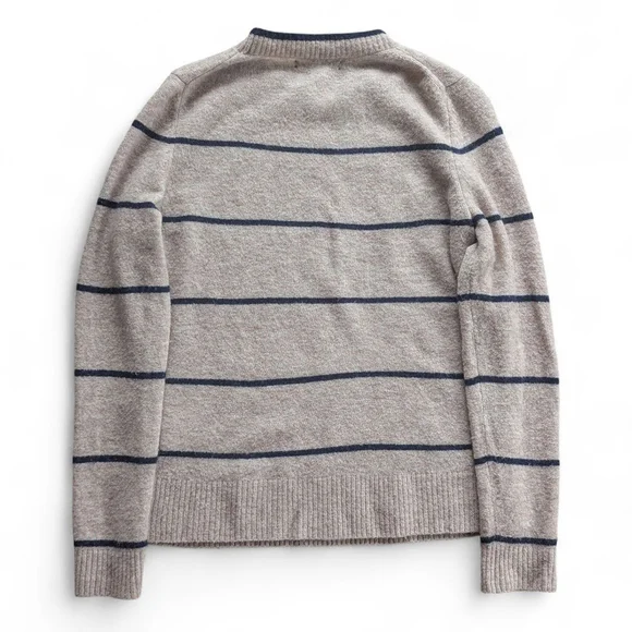Banana Republic Merino Aire Wool Blend Stripe Knit Crewneck Sweater M Gray - Picture 3 of 7
